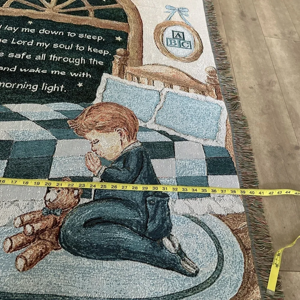 Children's Bedtime Prayer Throw Blanket Now I Lay Me Down to Sleep Boy Tapestry
